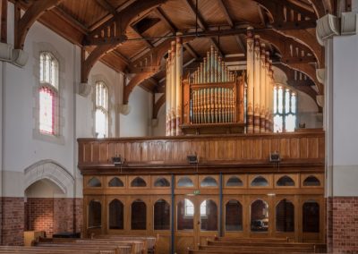 St Paul's pipe organ above the carved wooden gallery