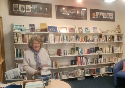 The church library, run by Joy