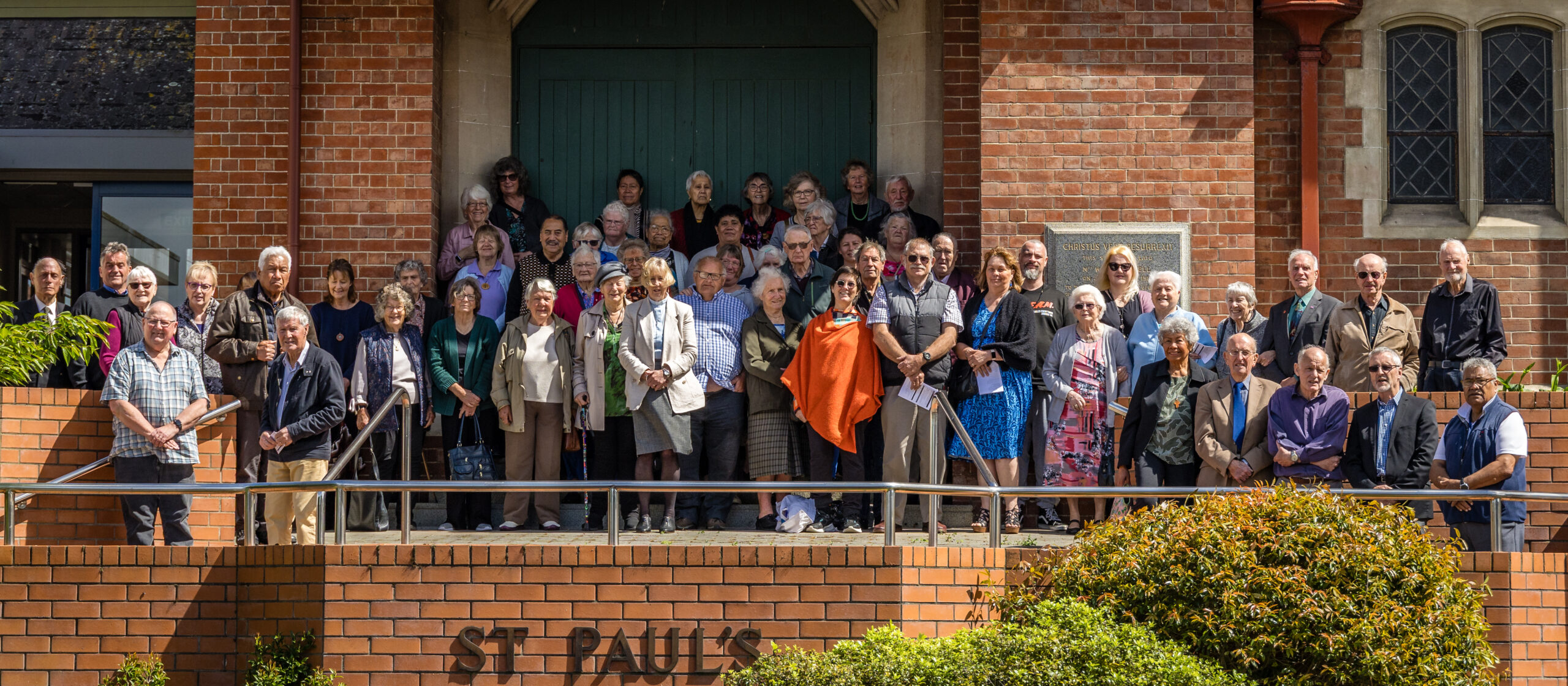 The St Paul's congregation gathered on the church steps